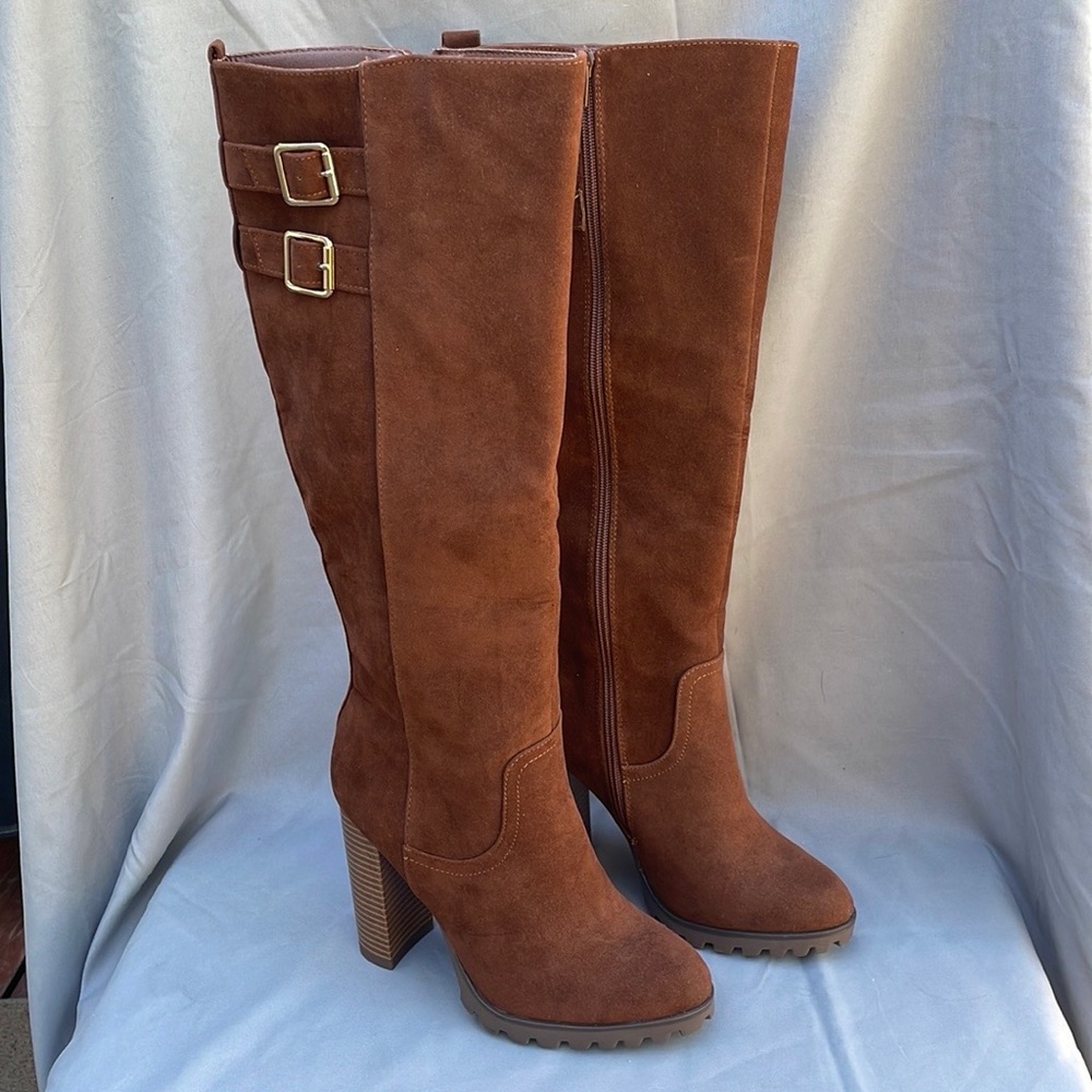 Cognac Maddison Lug Sole Boots. Size 7.5 US. 4-inch heel. Worn once